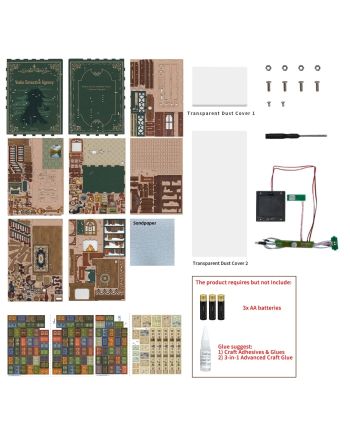 BOOK NOOK KIT - DIY- Agence de detective Violon - 286pcs + LED Light - vue du packaging