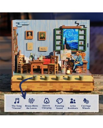 BOOK NOOK KIT - DIY- Chambre de Vincent - 143pcs + LED Light - vue de face