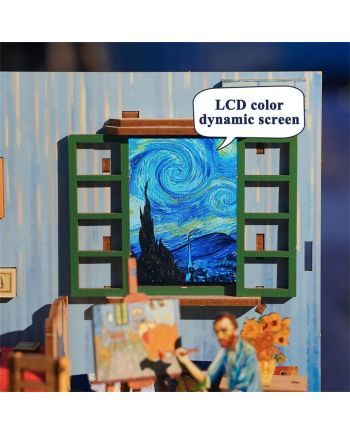 BOOK NOOK KIT - DIY- Chambre de Vincent - 143pcs + LED Light - vue de profil