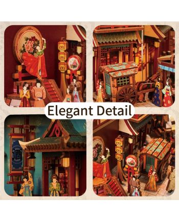 BOOK NOOK KIT - DIY-Le banquet de la Dynastue Tang -260pcs + LED Light - vue de dos
