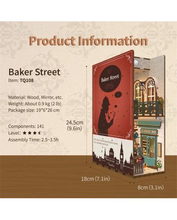 BOOK NOOK KIT - DIY- Baker Street - 141pcs + LED Light - vue de dos