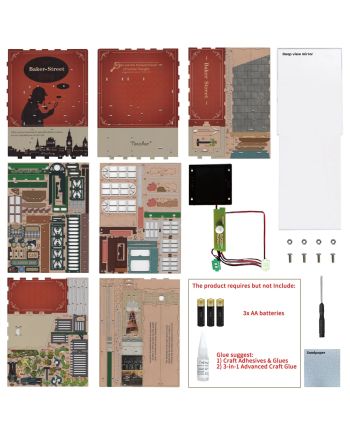 BOOK NOOK KIT - DIY- Baker Street - 141pcs + LED Light - vue du packaging