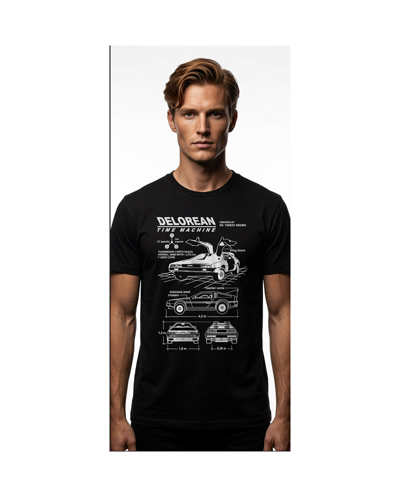 RETOUR VERS LE FUTUR - Delorean Time Machine - T-Shirt Homme (L) - vue principale
