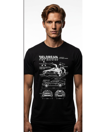 RETOUR VERS LE FUTUR - Delorean Time Machine - T-Shirt Homme (M) - vue principale