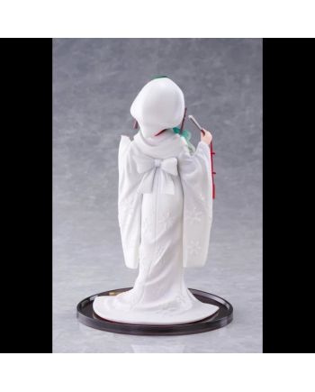Vue arrière du grand nœud et du kimono blanc de Snow Miku.