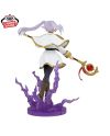 Vue arrière de la figurine Frieren EFFECTREME avec ses couettes argentées et ses effets magiques violets.