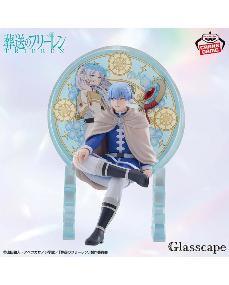Himmel Glasscape en pose assise avec décor circulaire illustré de Frieren.