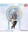 Figurine Frieren II Glasscape de Banpresto, avec décor circulaire fleuri et illustration de Himmel.