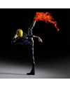 Vue arrière de la figurine Sanji MAXIMATIC Plus One Piece 27 cm, avec costume détaillé et effet de flammes spectaculaire.