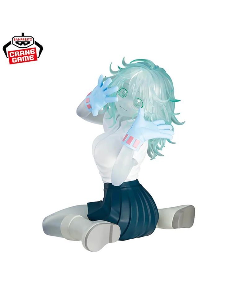 Vue de face de la figurine Toru Hagakure de My Hero Academia, avec gants bleus et uniforme scolaire.