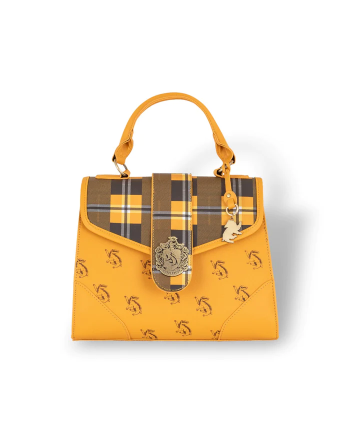 HARRY POTTER - Hufflepuff - Luxury Plaid Top Handbag + Charms 29x22cm