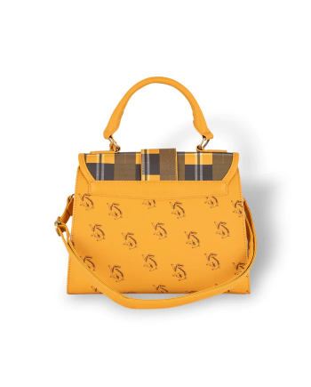 HARRY POTTER - Hufflepuff - Luxury Plaid Top Handbag + Charms 29x22cm