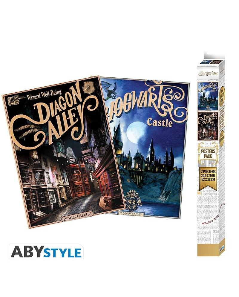 HARRY POTTER - Retro Hogwarts & Diagon Alley - Set 2 posters '52x38'
