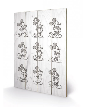 DISNEY - Printing on wood 40X59 - Mickey Mouse Multi Black / White