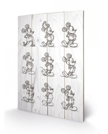 DISNEY - Printing on wood 40X59 - Mickey Mouse Multi Black / White