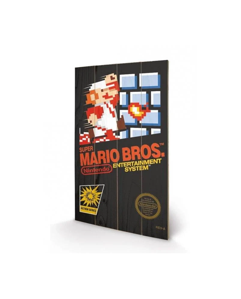 NINTENDO - Printing on wood 40X59 - Super Mario Bros NES Cover