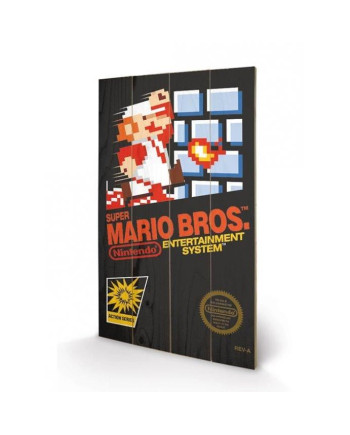 NINTENDO - Printing on wood 40X59 - Super Mario Bros NES Cover