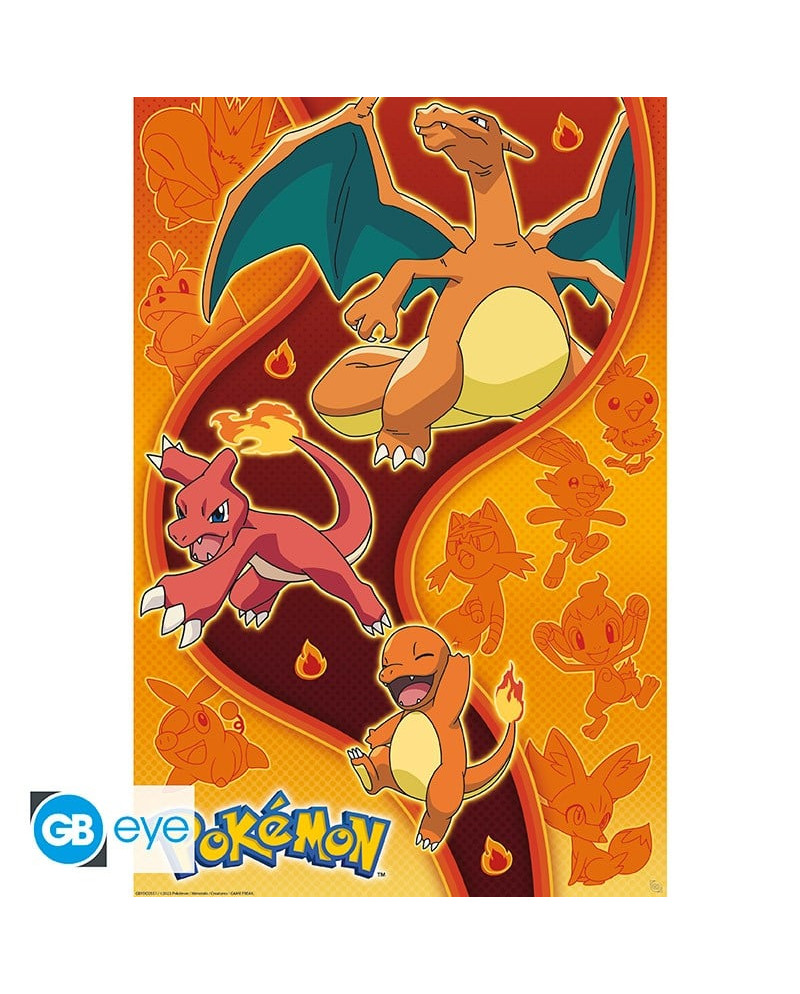 POKEMON - Fire type - Poster 91x61cm
