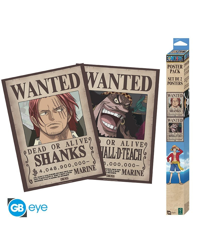 ONE PIECE - Wanted Shanks & Blackbeard - Set 2 posters '52x38'