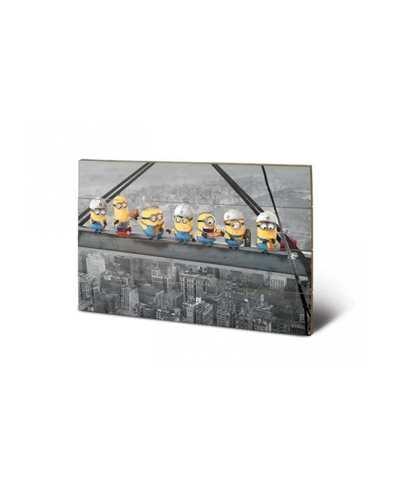 MINIONS - Impression sur Bois 40X59 - Lunch on a Skyscraper