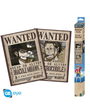 ONE PIECE - Wanted Mihawk & Crocodile - Set 2 posters '52x38'