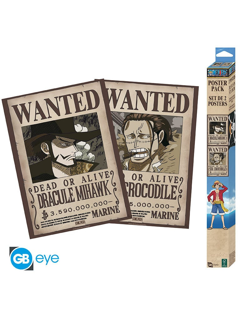 ONE PIECE - Wanted Mihawk & Crocodile - Set 2 posters '52x38'