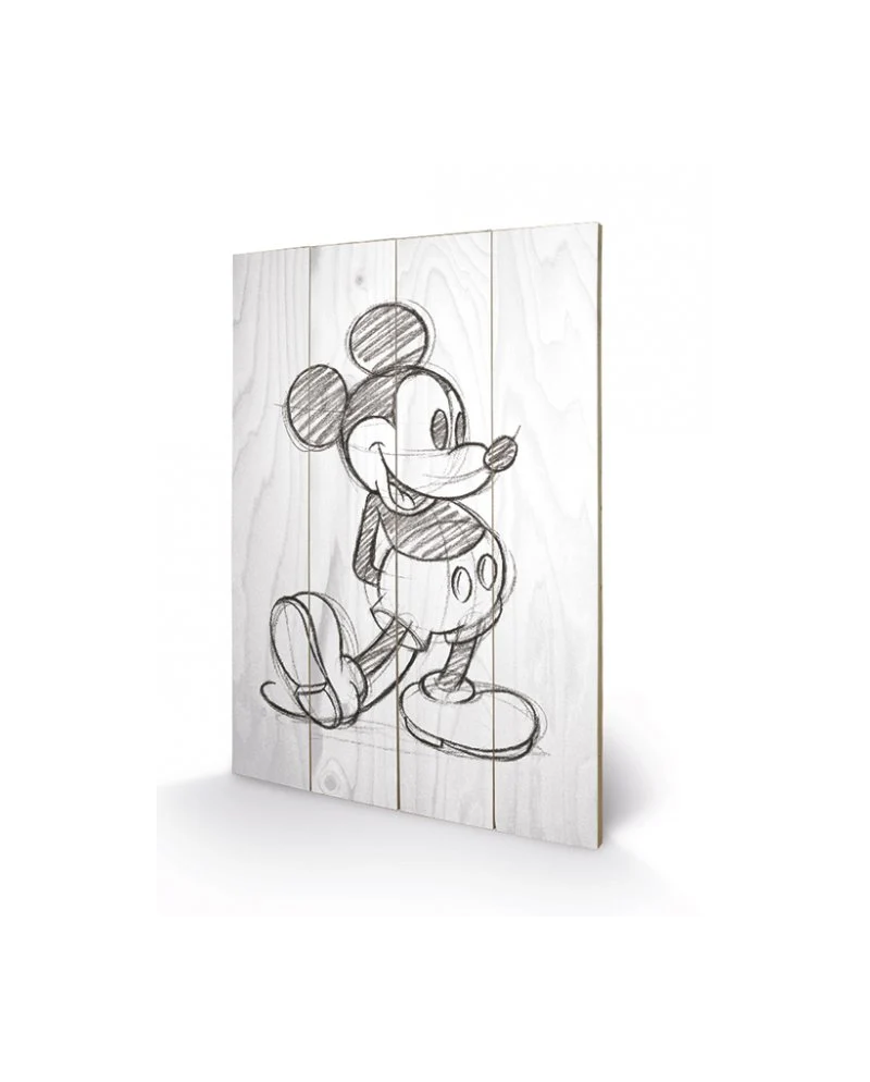 DISNEY - Printing on wood 40X59 - Mickey Mouse Black / White