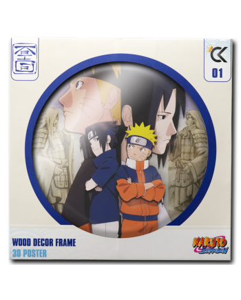 NARUTO SHIPPUDEN - Naruto & Sasuke -Wood Decor Frame 3D Poster 30x30cm