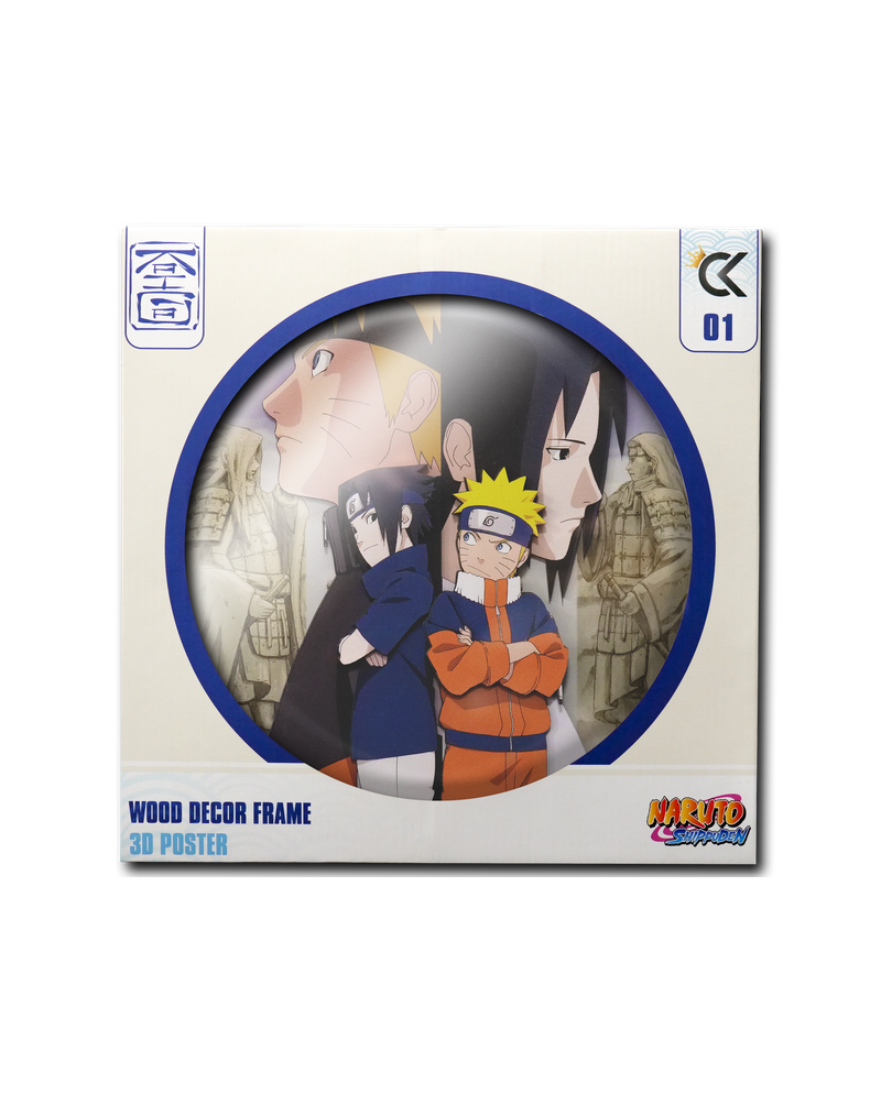 NARUTO SHIPPUDEN - Naruto & Sasuke -Wood Decor Frame 3D Poster 30x30cm