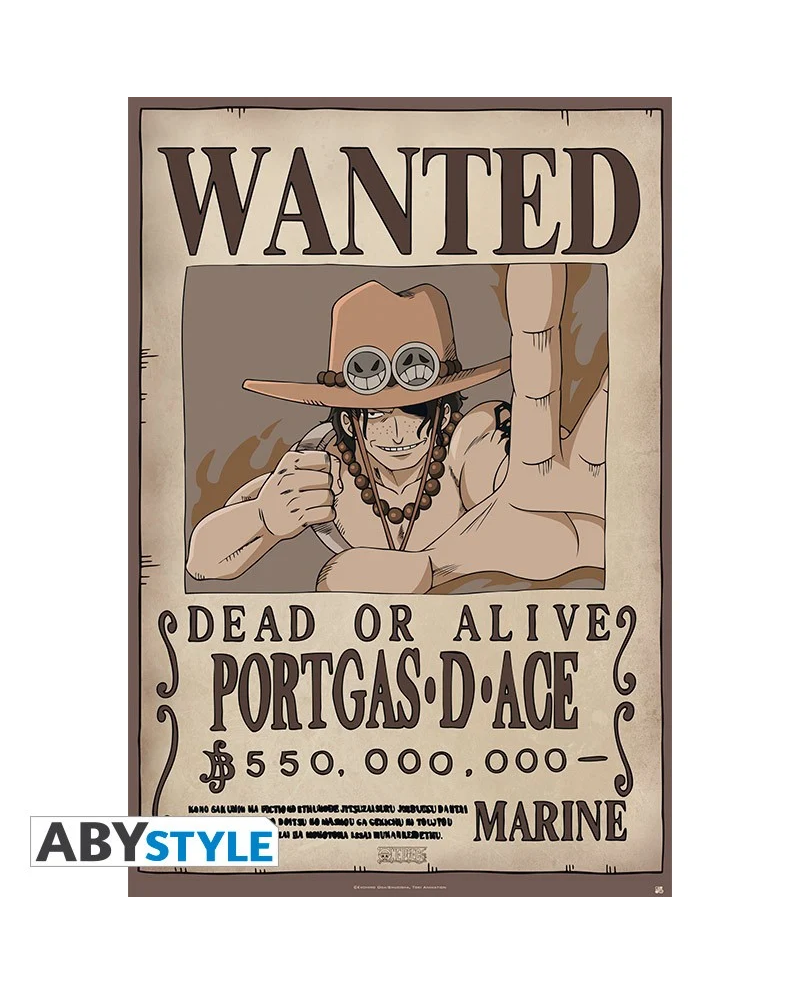 ONE PIECE - Poster 91X61 - Wanted Ace